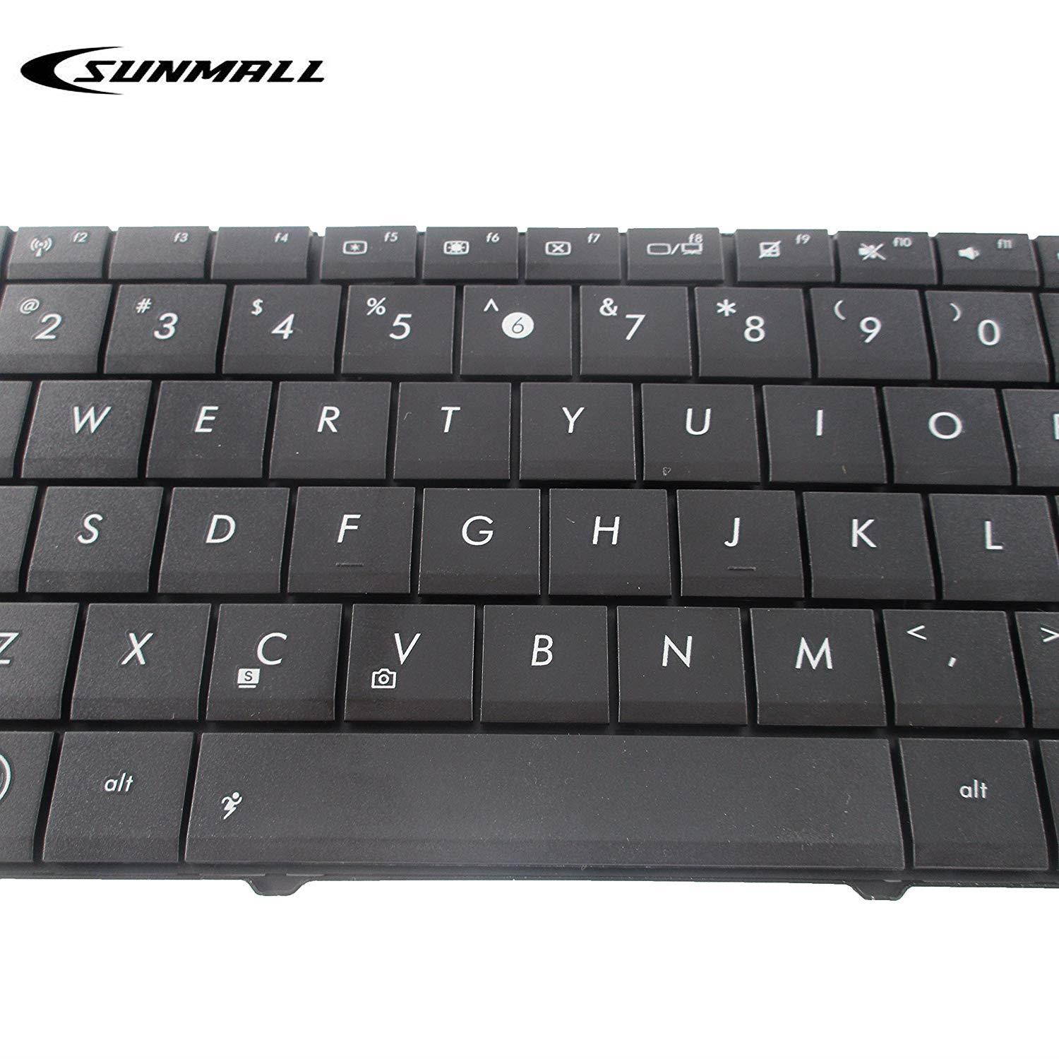 SUNMALL Keyboard Replacement Without Frame for Asus n53 k54l x55 x55u x55a x54c x54h x55vd x55c r500 f55 f75 Series Laptop Black US Layout(6 Months Warranty)