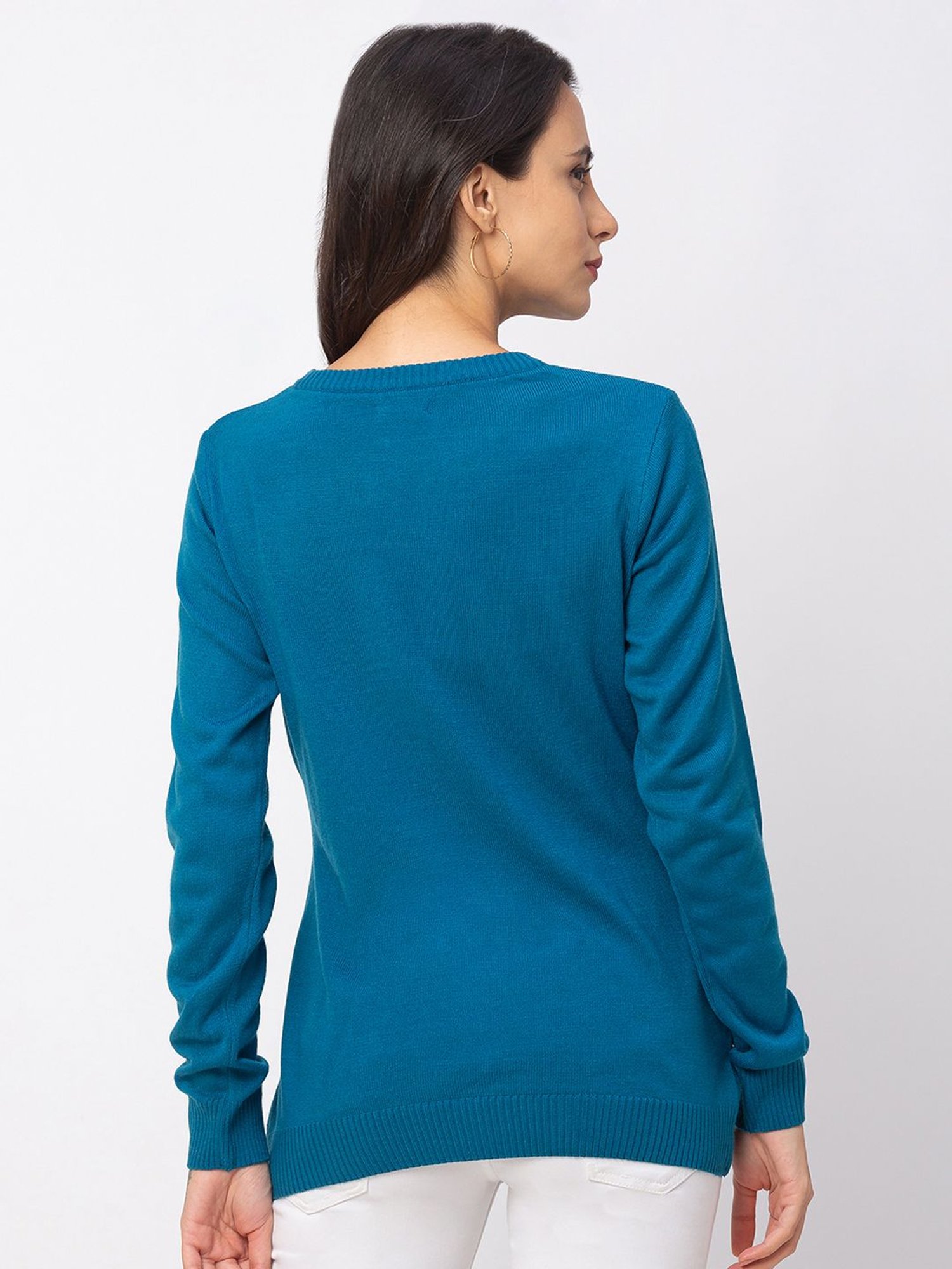 Globus Teal Full Sleeves Sweater