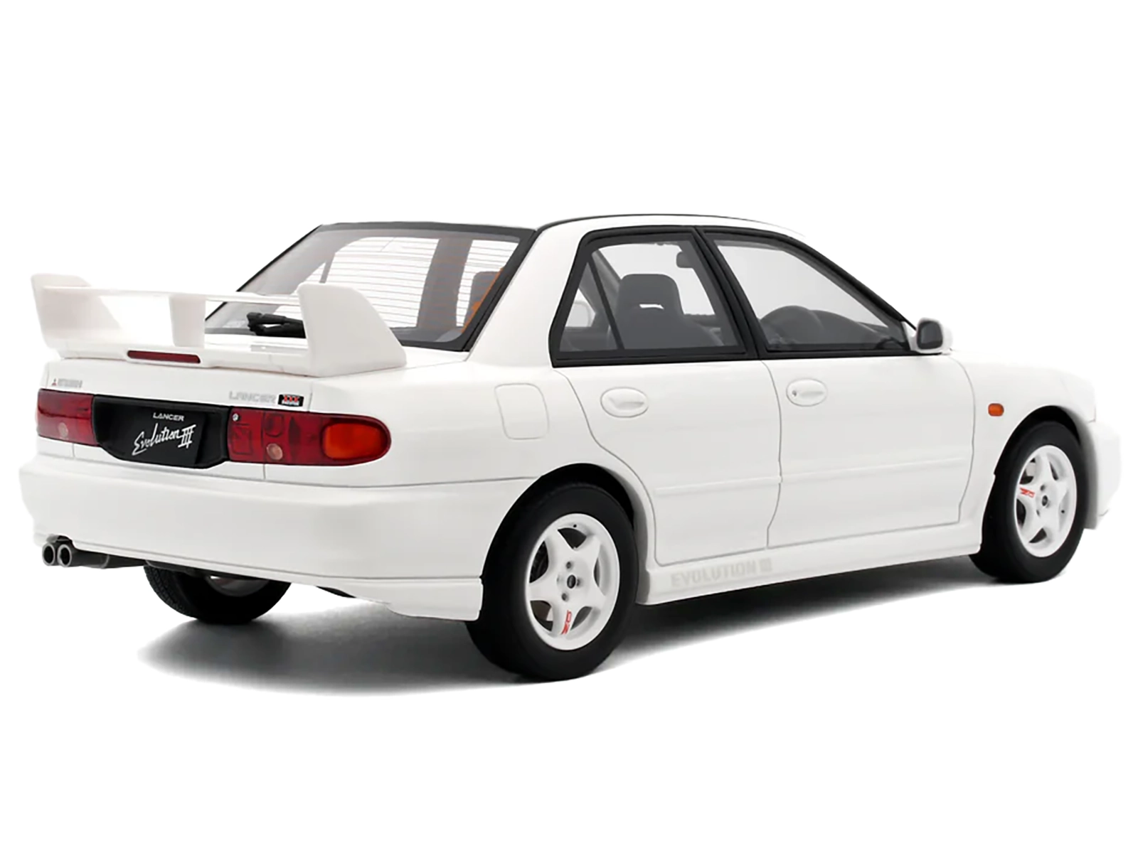 Mitsubishi Lancer RS Evolution III RHD (Right Hand Drive) Scortia White with Red Rally Stripes 1/64 Diecast Model Car by Hobby Japan