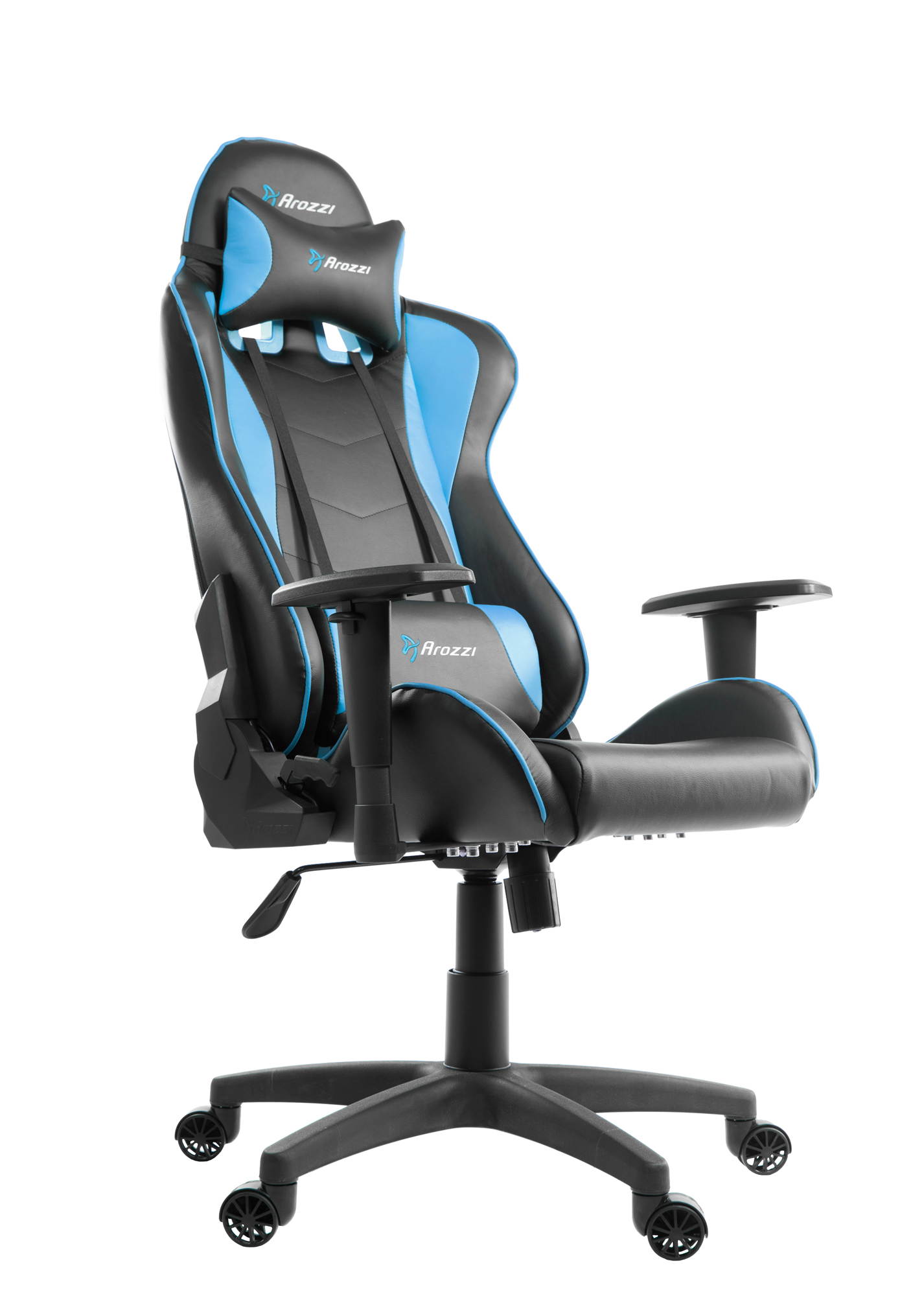 Arozzi Forte Gaming Chair Blue - Cold Cured Foam, Adjustable Head + Back Pillow
