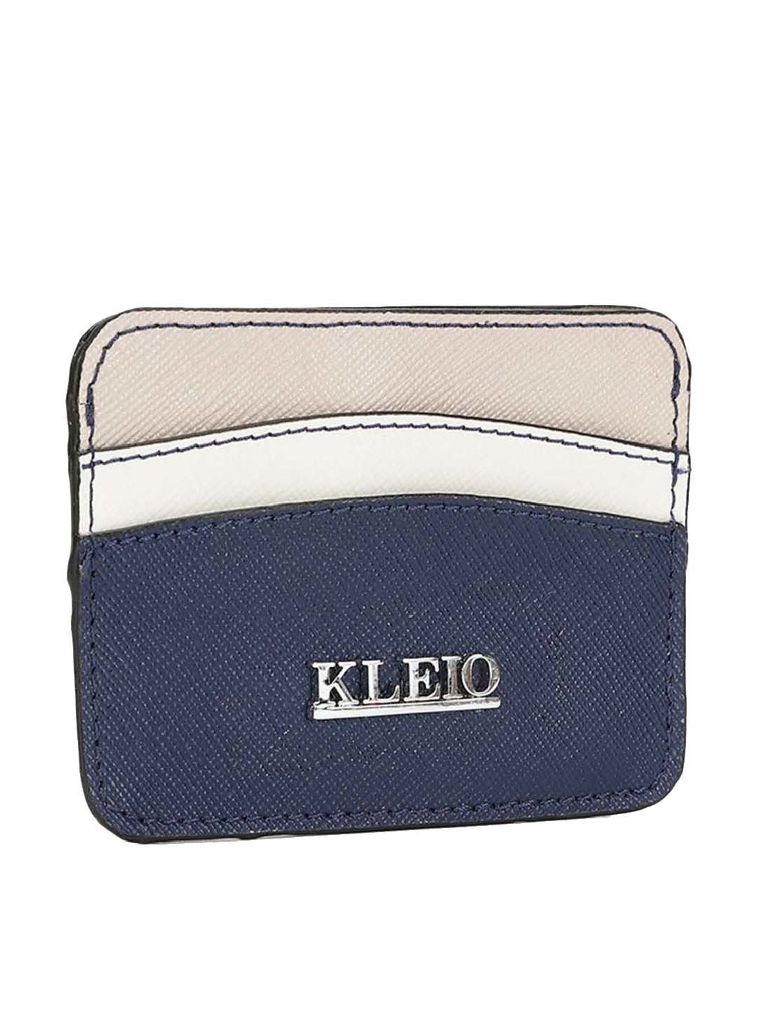 KLEIO Blue & Cream Solid Card Holder
