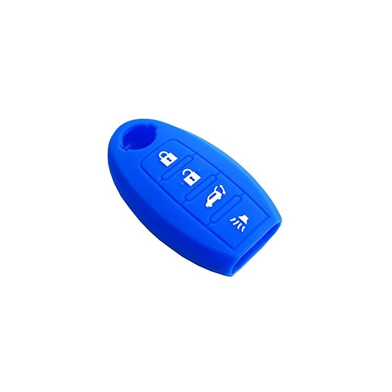 Autotech Silicone Rubber Keyless Entry Shell Case Remote Key Cover fit and Key fob Cover for Nissan Altima Gtr Maxima Murano Rogue 370z 350z Versa Sentra Pathfinder 1 Pair Black+Blue