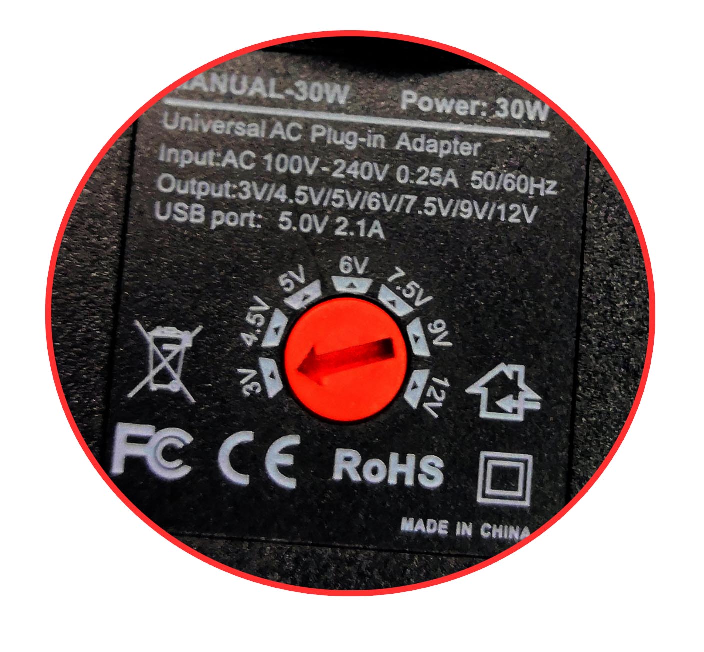 Easyday 30W Universal AC DC Adjustable 3V 4.5V 5V 6V 7.5V 9V 12V Power Supply Adapter Wall Charger with 12 Sizes DC Adapter Tips