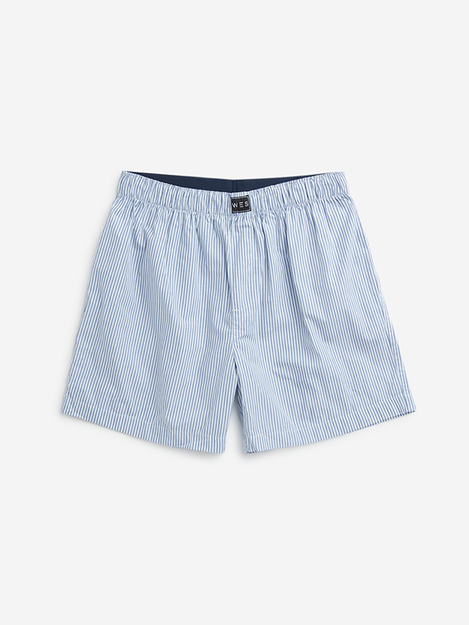 WES Lounge by Westside Light Blue Striped Cotton Boxers - Pack of 2