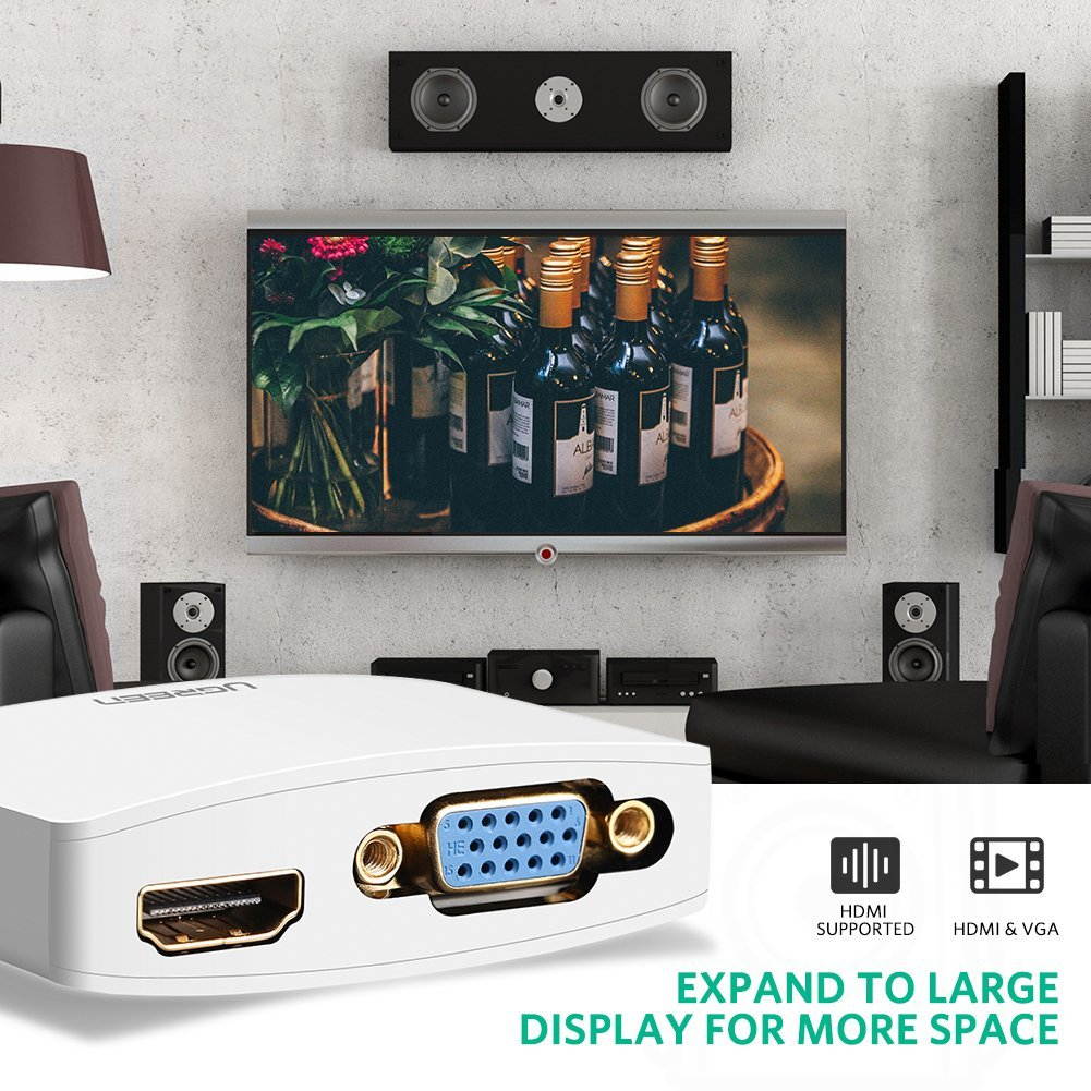 UGREEN Mini DisplayPort (Thunderbolt) to HDMI VGA Adapter Converter for Apple Mac Book Air, MacBook Pro, iMac, Mac mini, Microsoft Surface Pro 1/Pro 2/Pro 3, Thinkpad X1, Google Chromebook Pixel etc