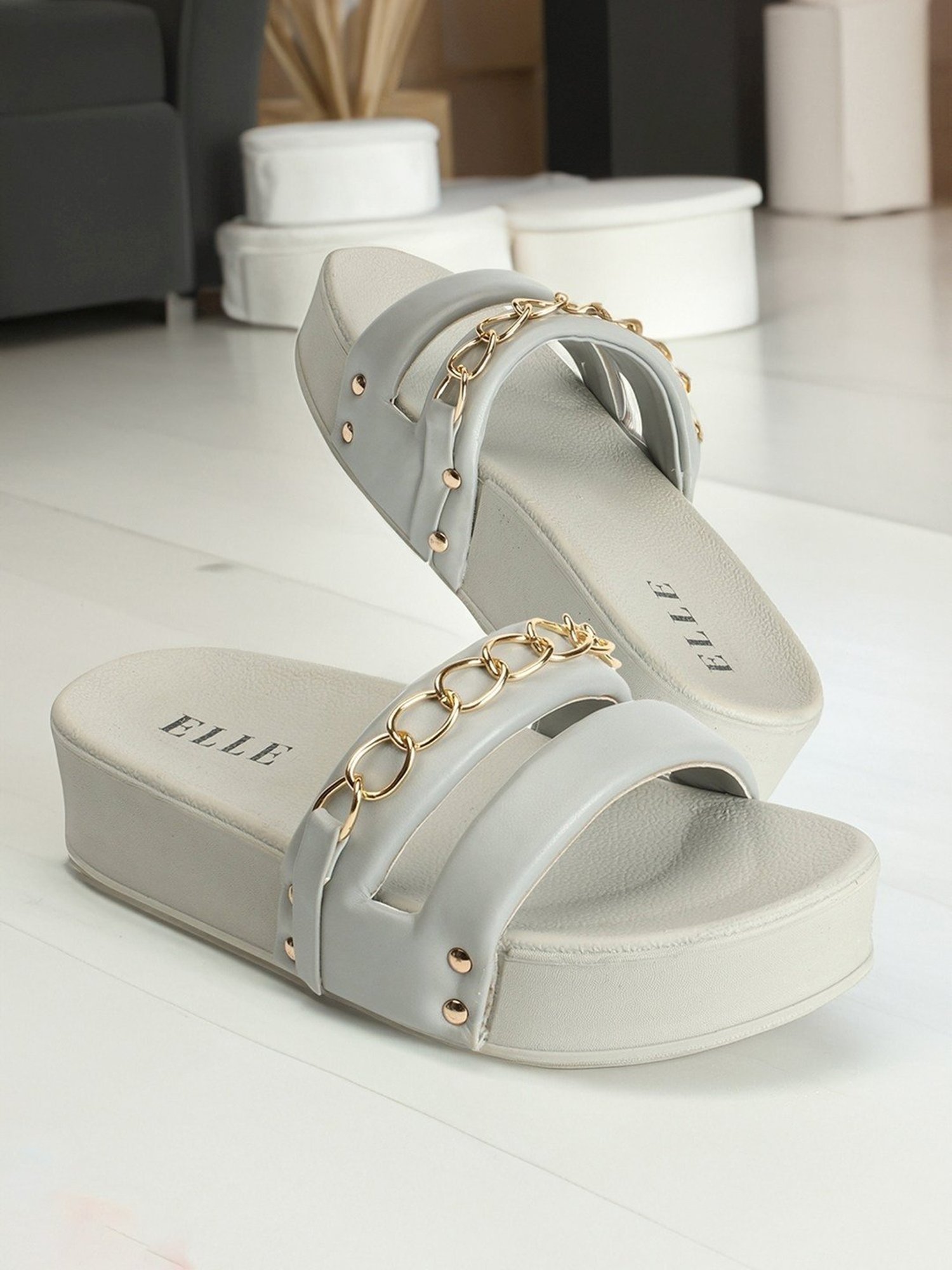 Elle Women's Grey Casual Sandals