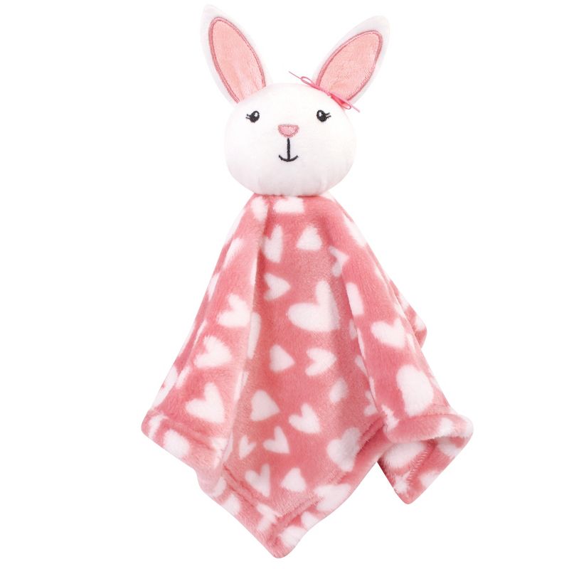 Luvable Friends Baby Girl Plush Blanket and Security Blanket, Bunny Heart, One Size