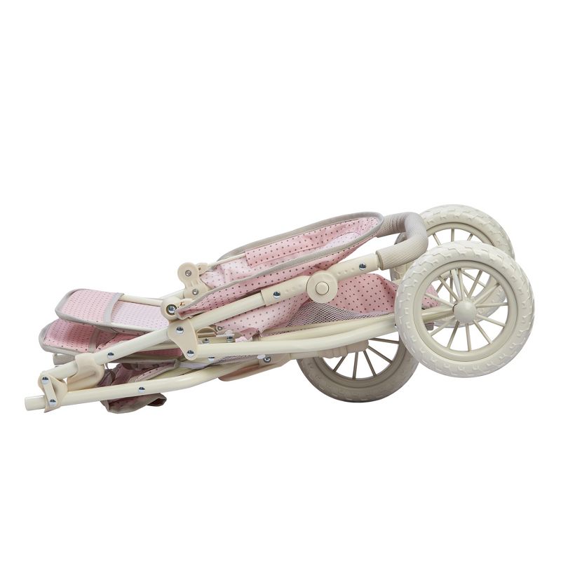 Olivia's Little World - Polka Dots Princess Baby Doll Twin Jogging Stroller - Pink & Gray