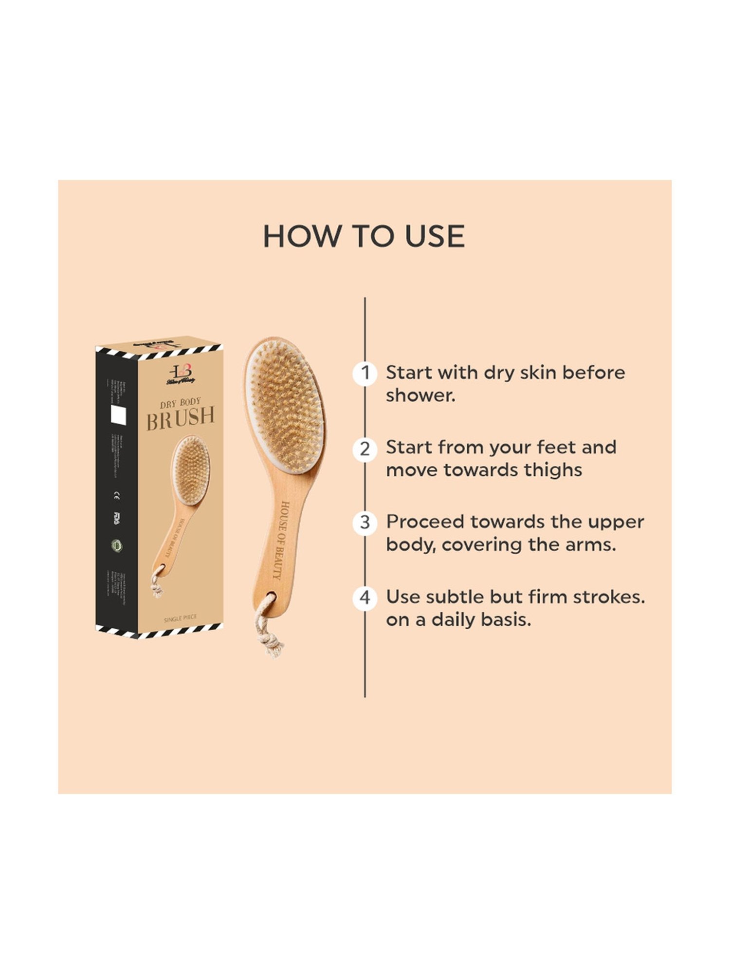 House of Beauty Dry Brush - For Cellulite - 140 gm