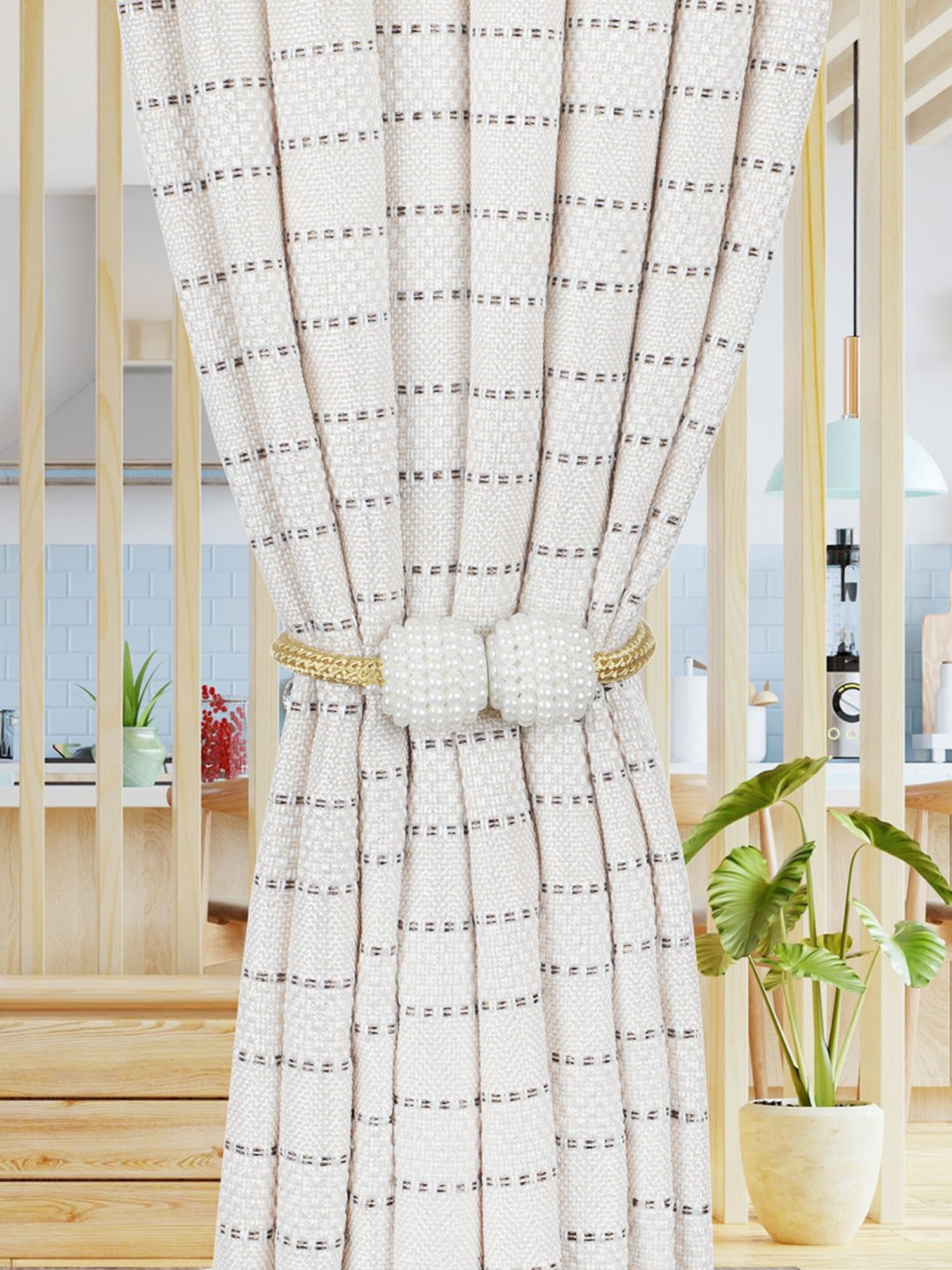 Romee Yellow Polyester Solid Curtain Tie and Hold Backs