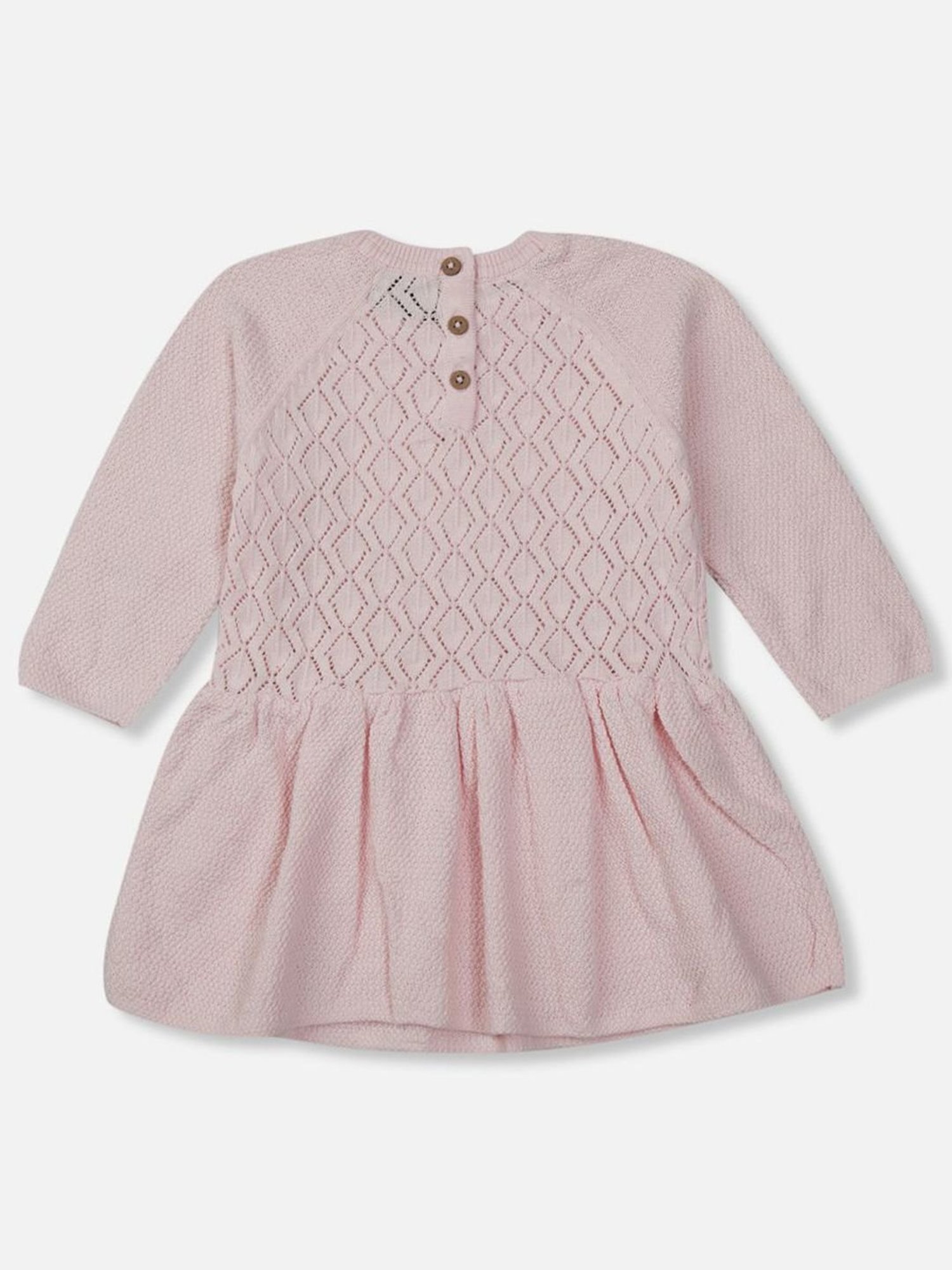 Gini & Jony Kids Pink Cotton Full Sleeves Dress