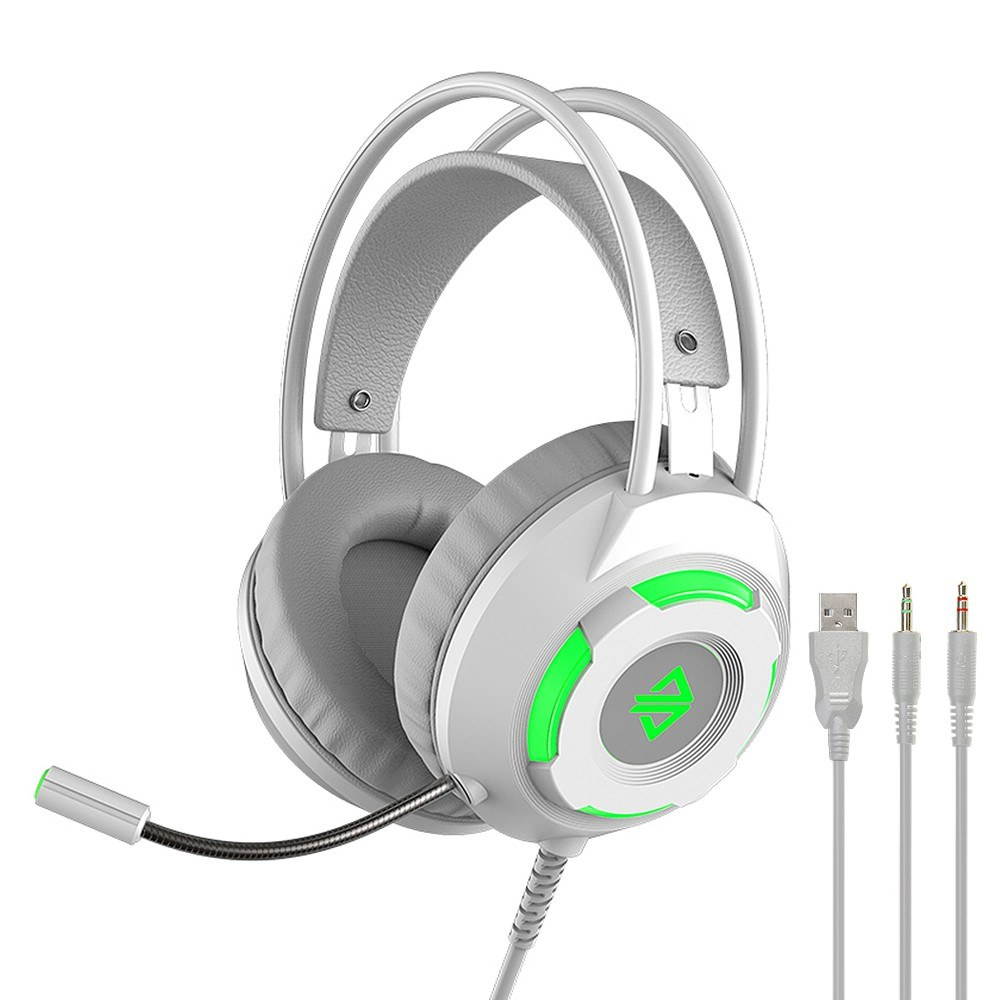 Luminous Gaming Headset 3.5mm Audio USB Connector 50mm Surround Bass Sound Music Headphone Omnidirectional Microphone Soft Breathable Earmuffs Earphones for Computer Office