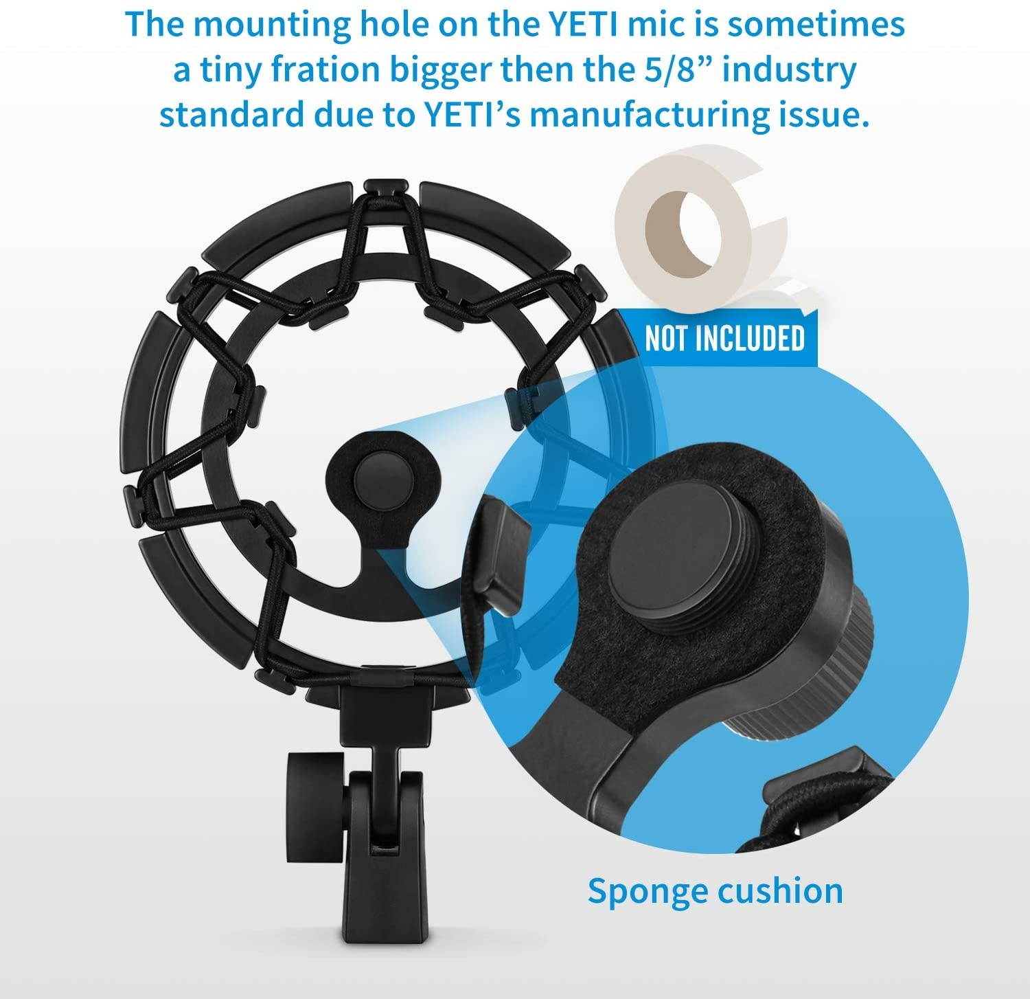 Shock Mount Compatible for Blue Yeti/Yeti Pro/Yeticaster/Yeti X/Snowball iCE Mic and other Large Microphones MMs-7-Black