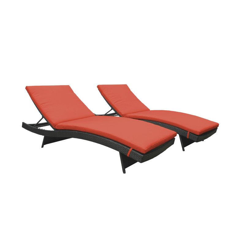 Bali 2pk Patio Chaise Lounges with Cushions - Tangerine - TK Classics