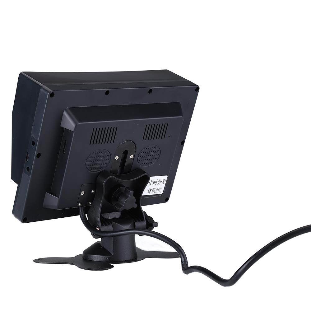 Dual Backup Camera with 7''  2 Split Monitor Kit, Front View/Rear-View Camera, Night Vision, Waterproof,49.3FT Cables for Trucks, RV, Trailer, Bus