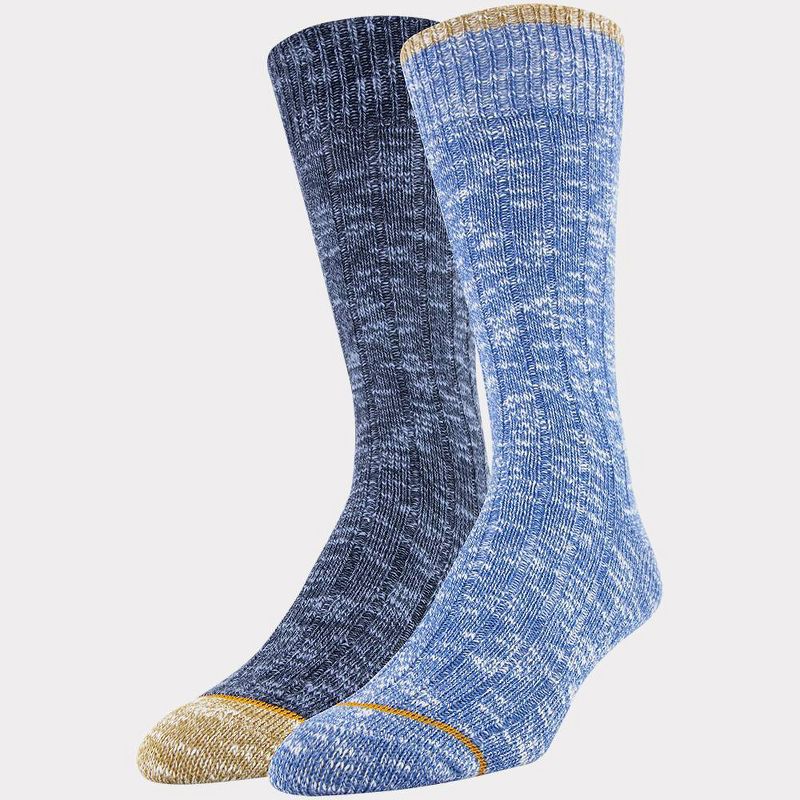 Signature Gold by GOLDTOE Men's Native Nomad Crew Slub Socks 2pk - Navy Marl 6-12.5