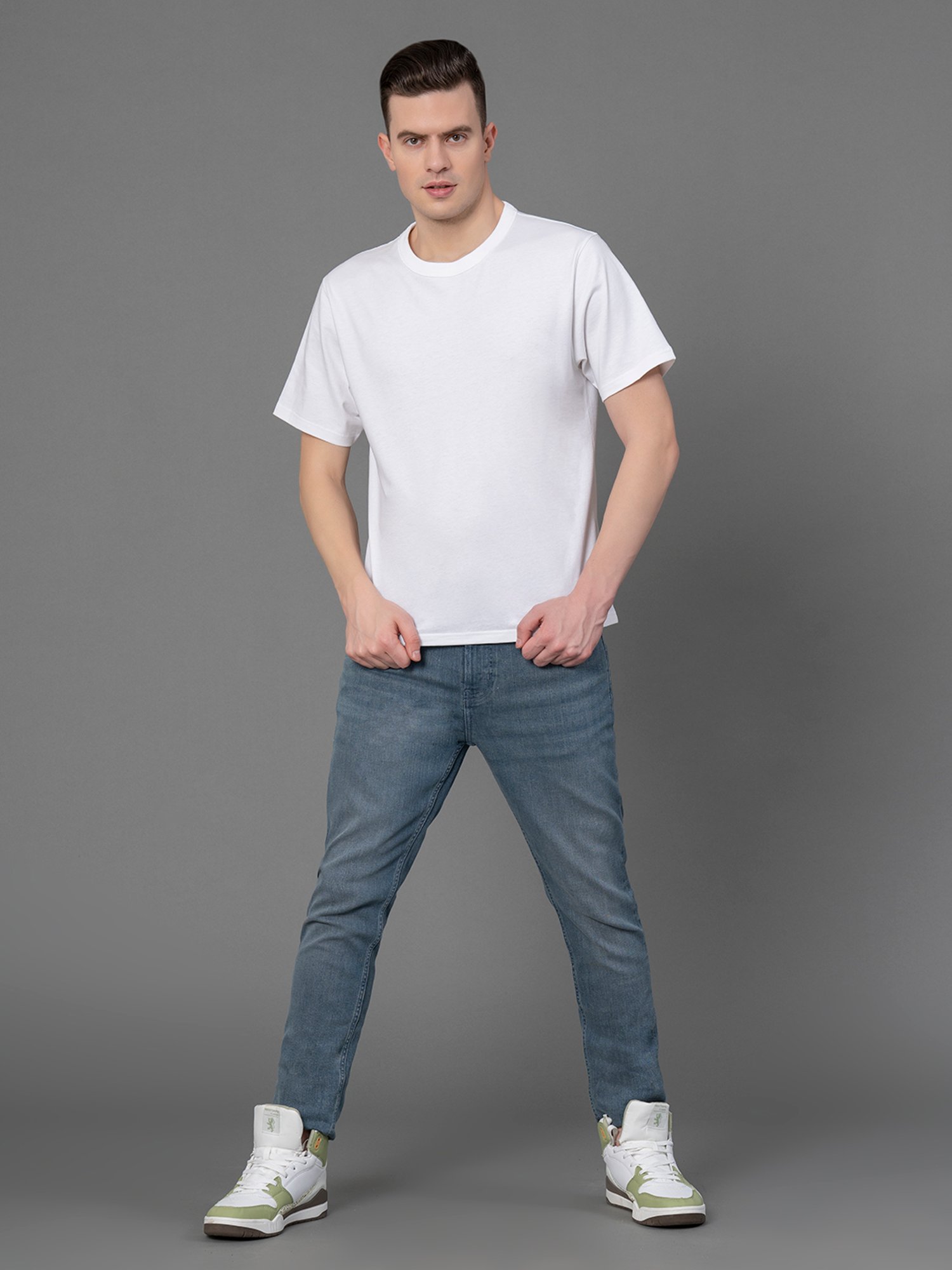 Red Tape White Regular Fit Cotton Crew T-Shirt