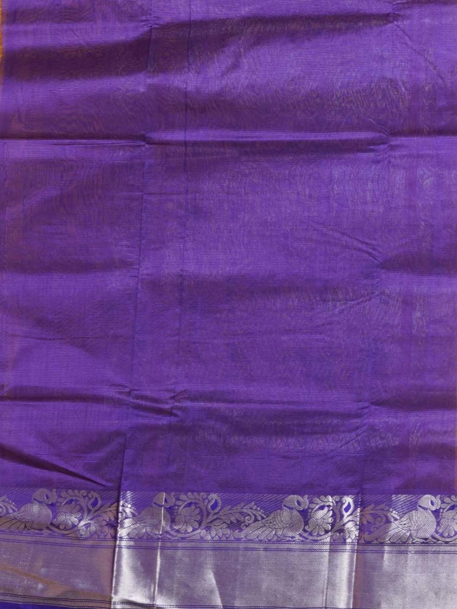 Unnati Silks Yellow & Purple Silk Printed Saree With Unstitched Blouse