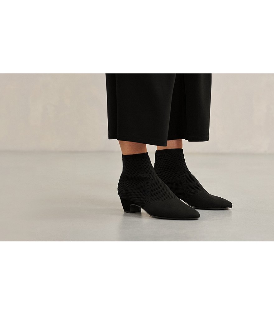 Eileen Fisher Purl Stretch Block Heel Sock Booties