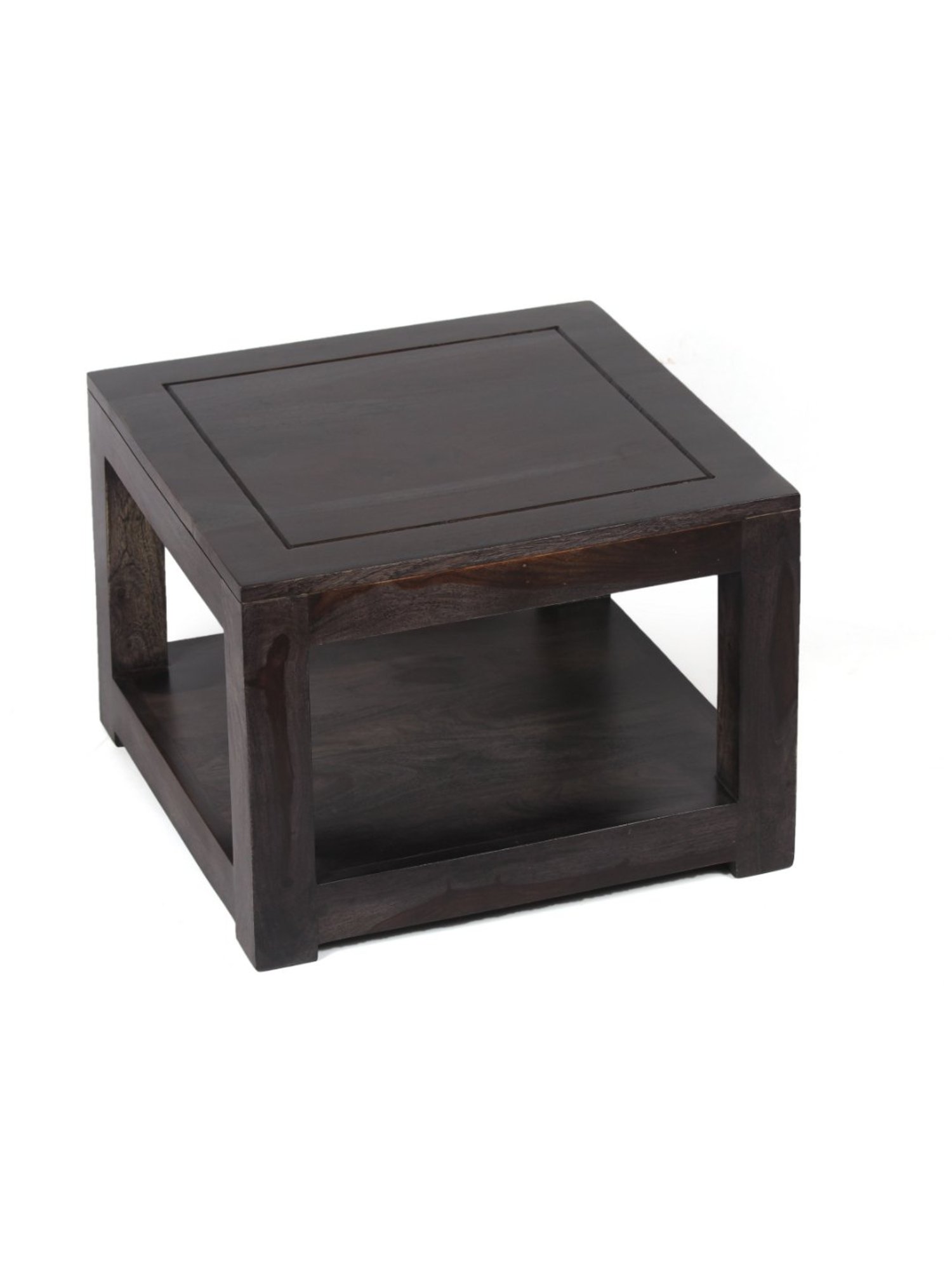 Ikiriya Lisbon Solid Dark Brown Wood End Table Mahogany Finish