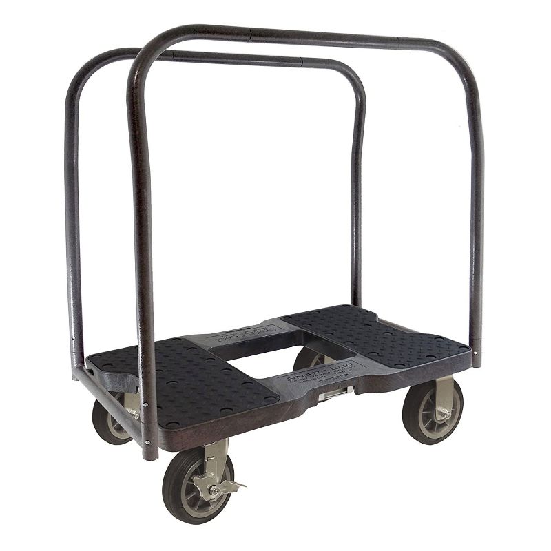 Snap Loc 1,500 lb Capacity All Terrain E Track Panel Cart Dolly Black, Heavy Duty 6 in Solid Rubber Swivel Caster Wheels