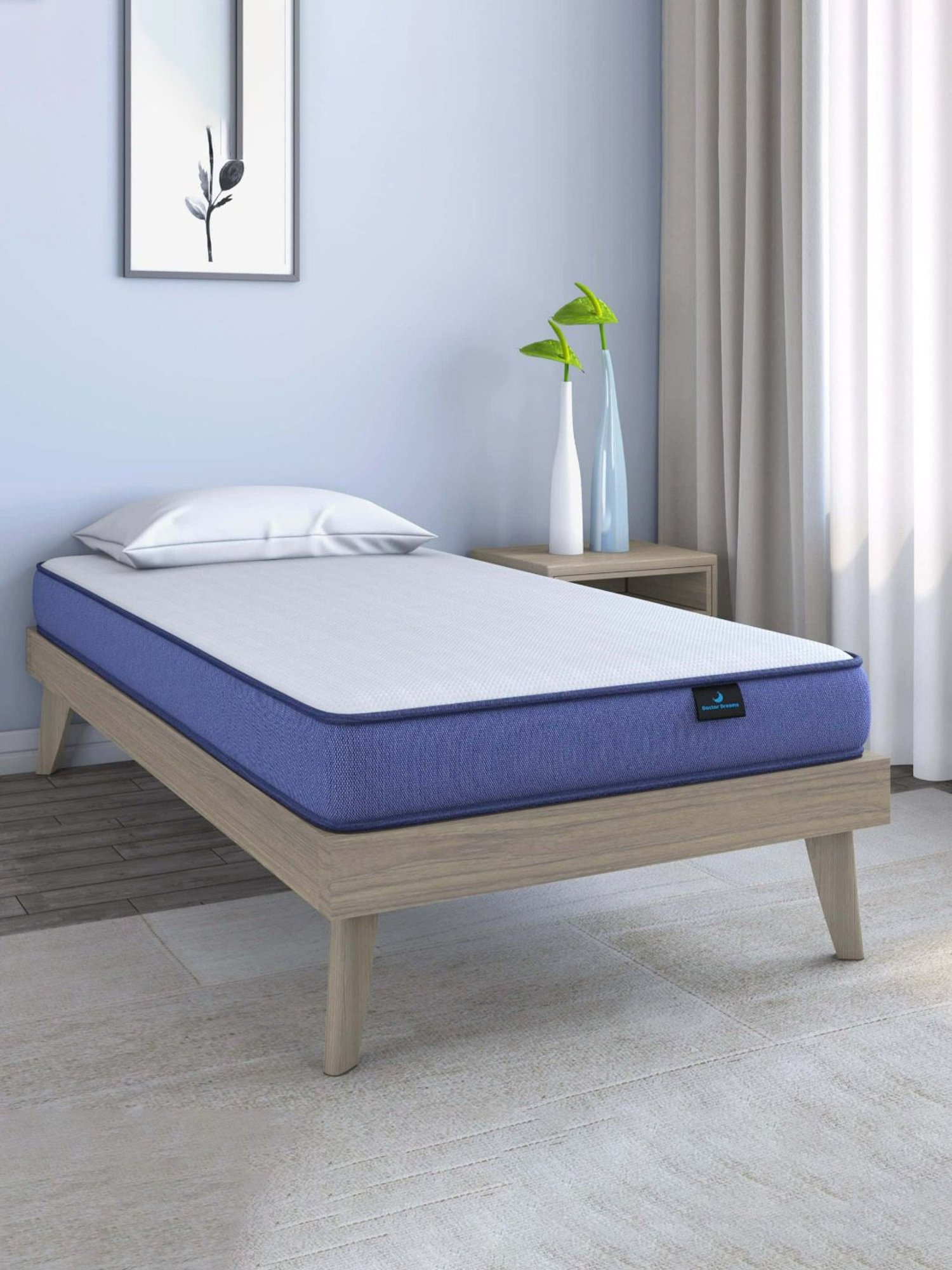 Doctor Dreams by Nilkamal Plus White & Blue Memory Foam Orthopaedic Single Mattress