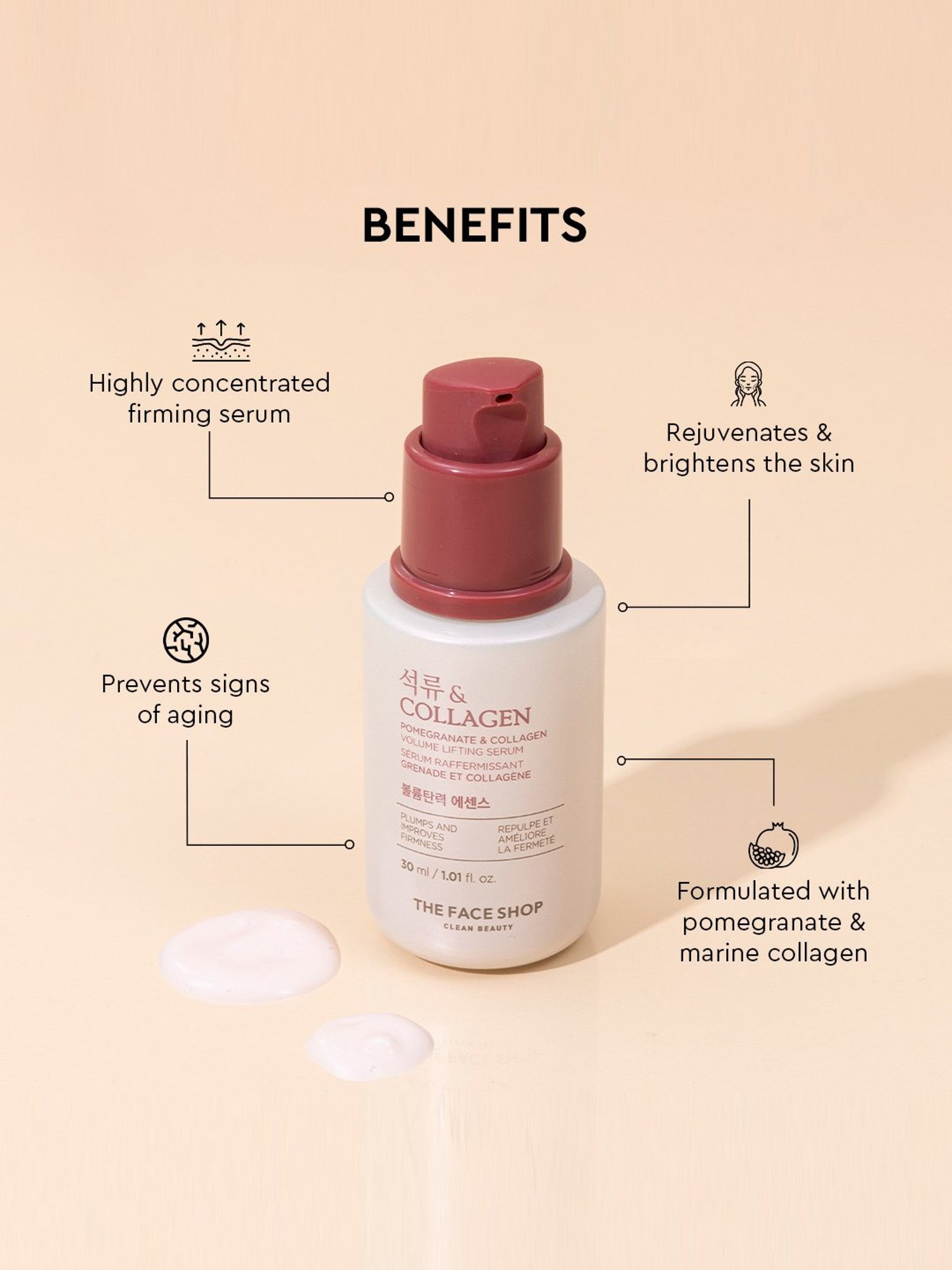 The Face Shop Pomegranate & Collagen Volume Firming Serum - 30 ml