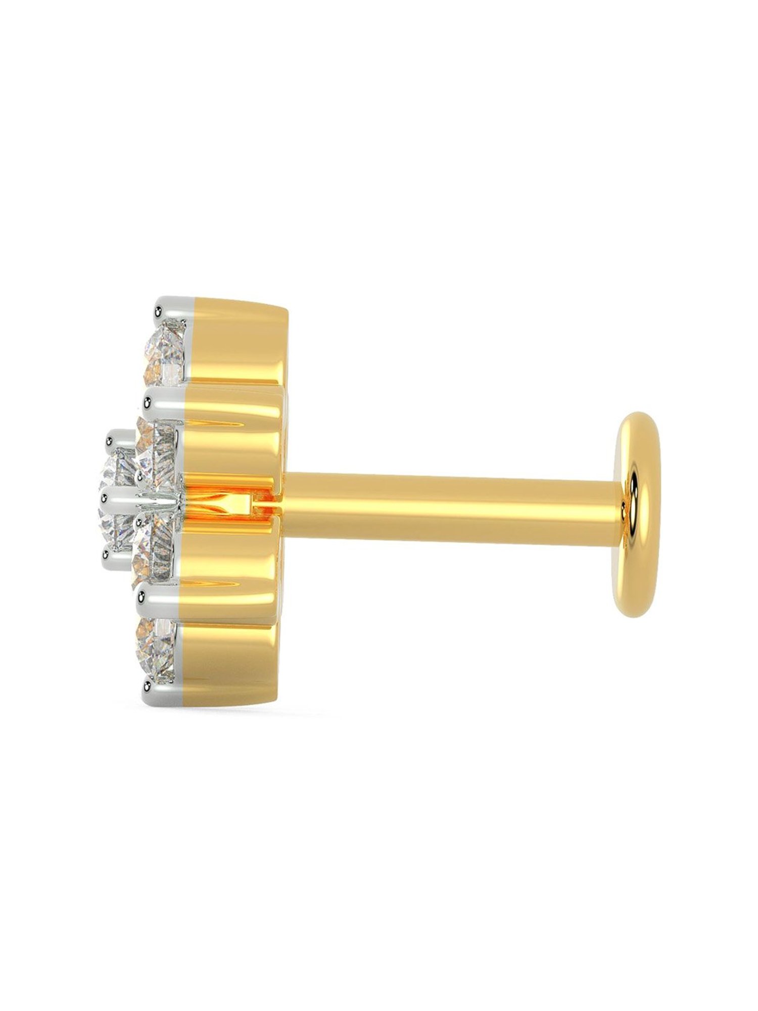 Malabar Gold and Diamonds 18k Gold & Diamond Mine Floral Nosepin for Women
