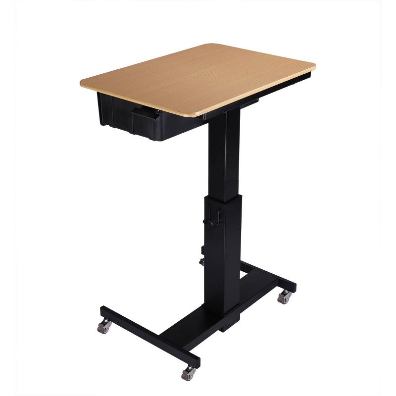 28" Height Adjustable Mobile School Standing Desk with Book Box Natural - Rocelco