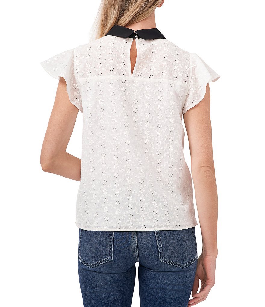 CeCe Peter Pan Collar Eyelet Blouse