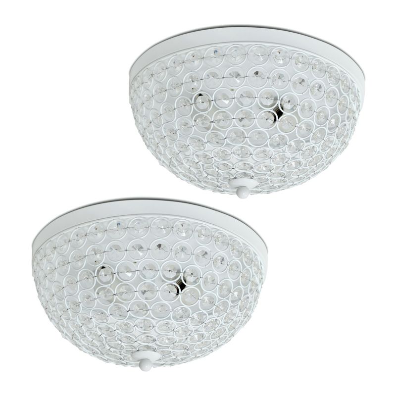 (2pk) 13" Elipse Crystal Flush Mount Ceiling Light White - Elegant Designs