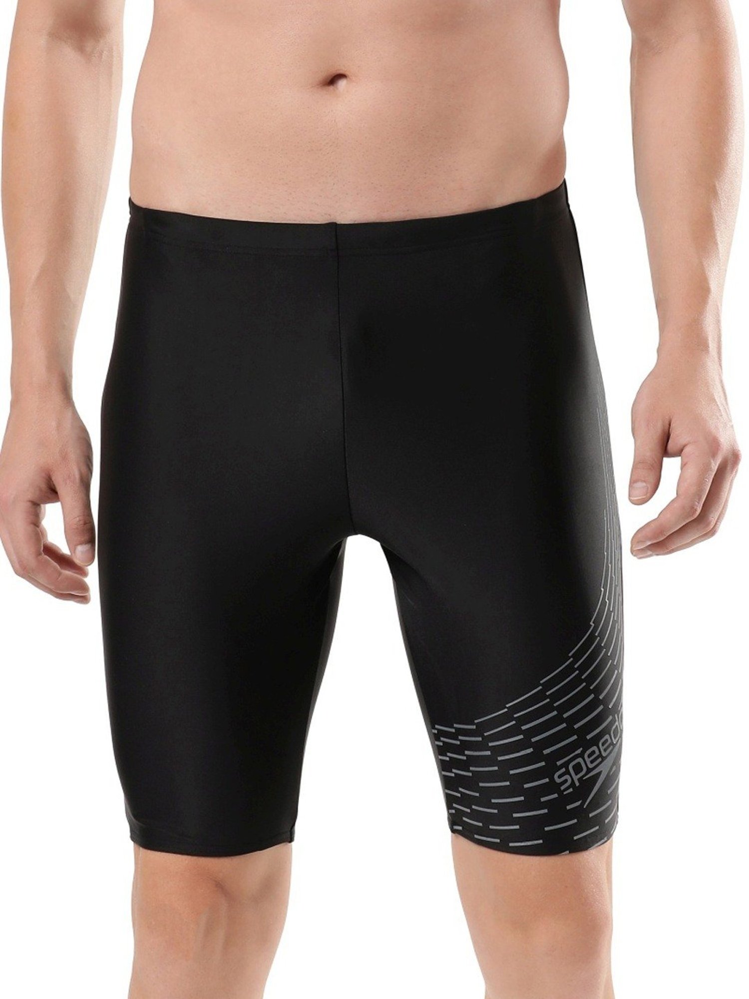 Speedo Mid Black Regular Fit Printed Swim Shorts