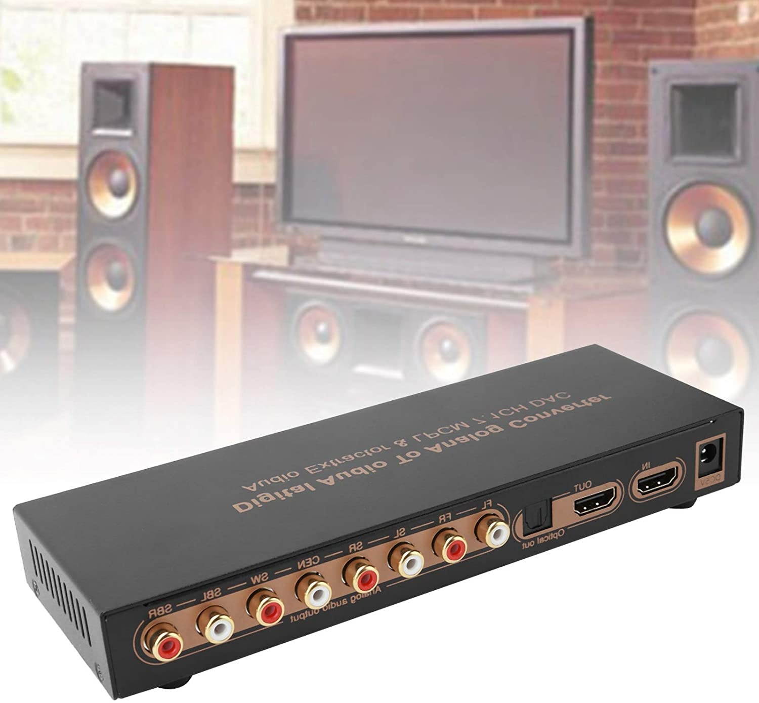 FOLOSAFENAR Audio Extractor,HD Multimedia Interface 4K Video Converter LPCM 7.1CH Digital Audio Extractor Adapter,for 12?bit Deep Color Full HD, 3D and 4K 2K Video(US Plug)