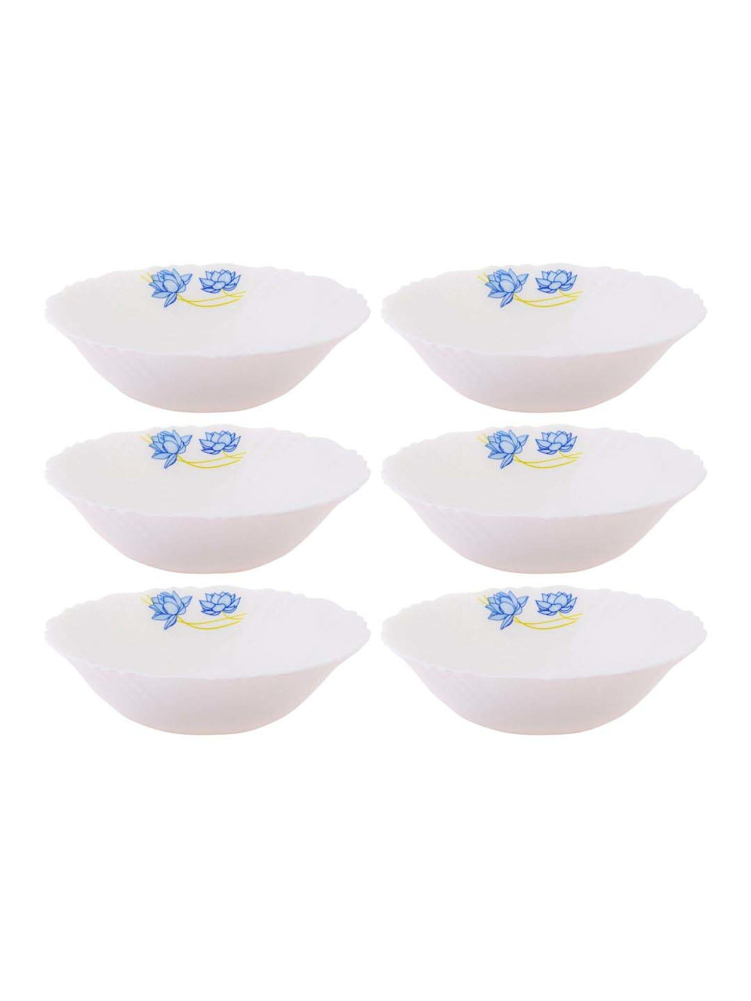 Cello White & Blue Opalware Snack Bowl (0.42 L) - Set of 4