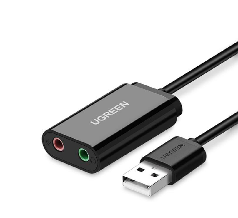 USB to 3.5mm Audio Adapter, USB Audio Adapter USB External Stereo Sound Card Splitter Converter with Headphone + Microphone 3.5mm Jack for Windows, Mac, Linux, Laptops, Desktops, PS5 (Black)