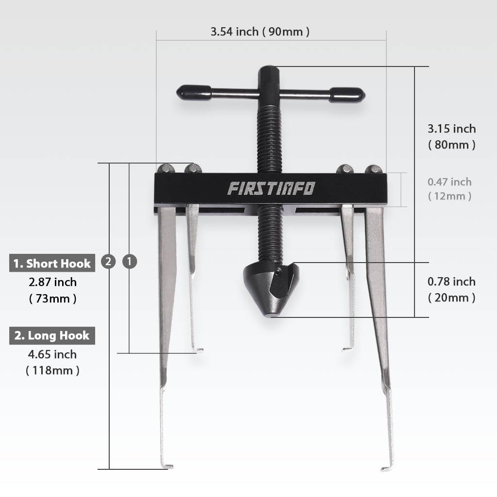 FIRSTINFO Crankshaft Camshaft Seal Remover Separator Puller with 2 Pairs of Hooks (4.6 Inch Long x 2 + 2.87 Inch Long x 2) Set
