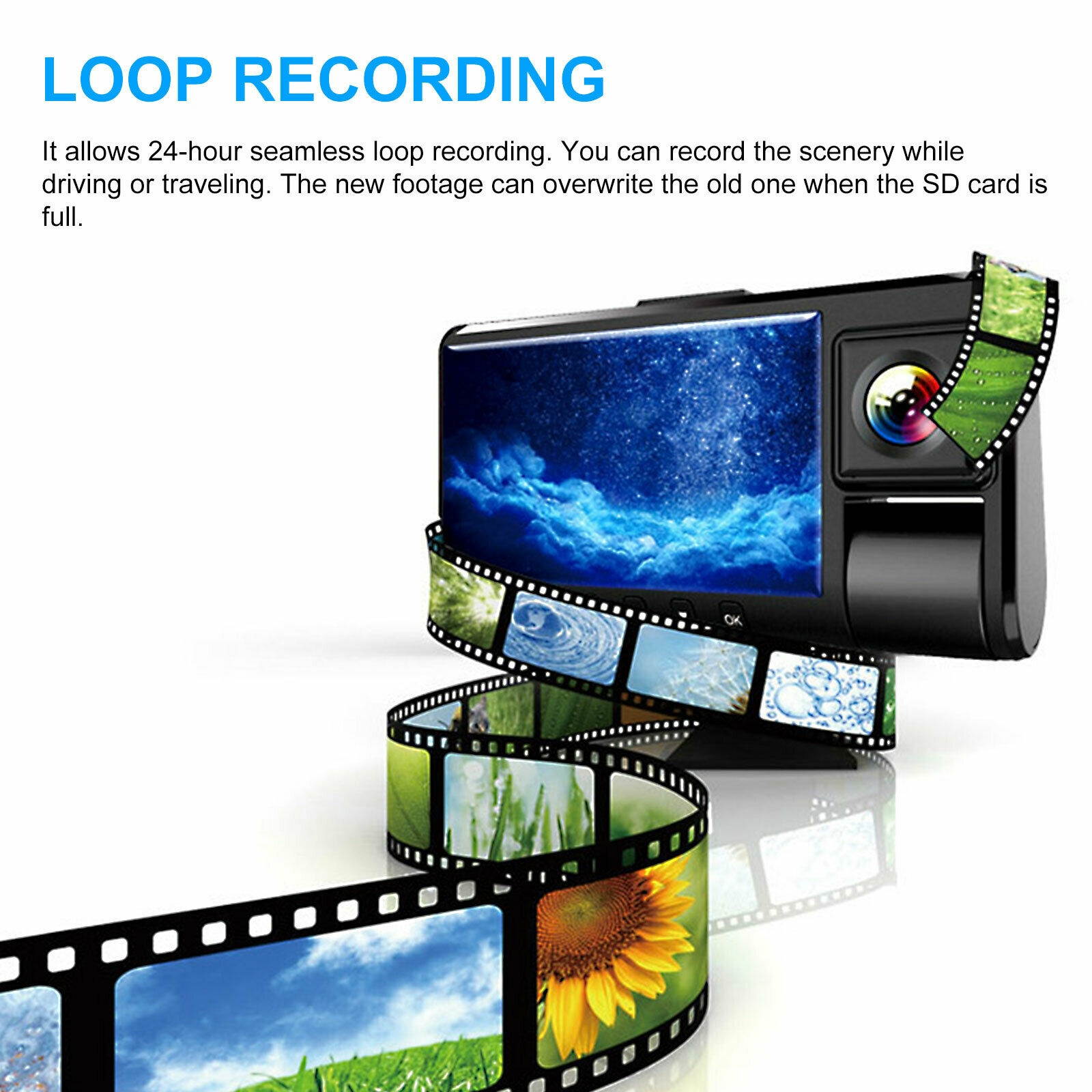 3/4'' Wifi 1080P Dual Lens G-Sensor Car DVR Dash Cam Rear Recorder Camera 170&deg;