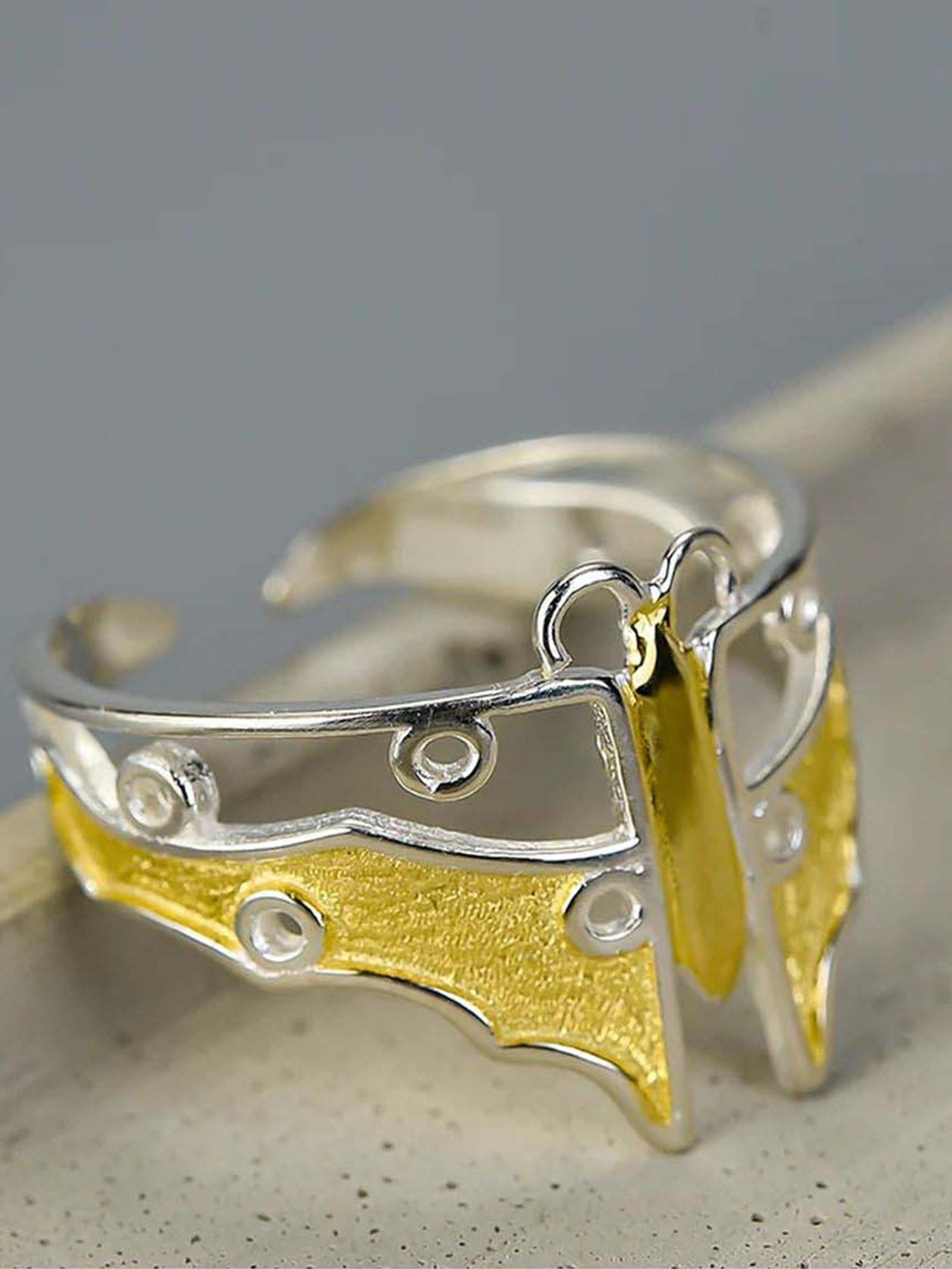 Rihi by P.C. Chandra Jewellers 925 Silver Butterfly Ring for Women & Girls