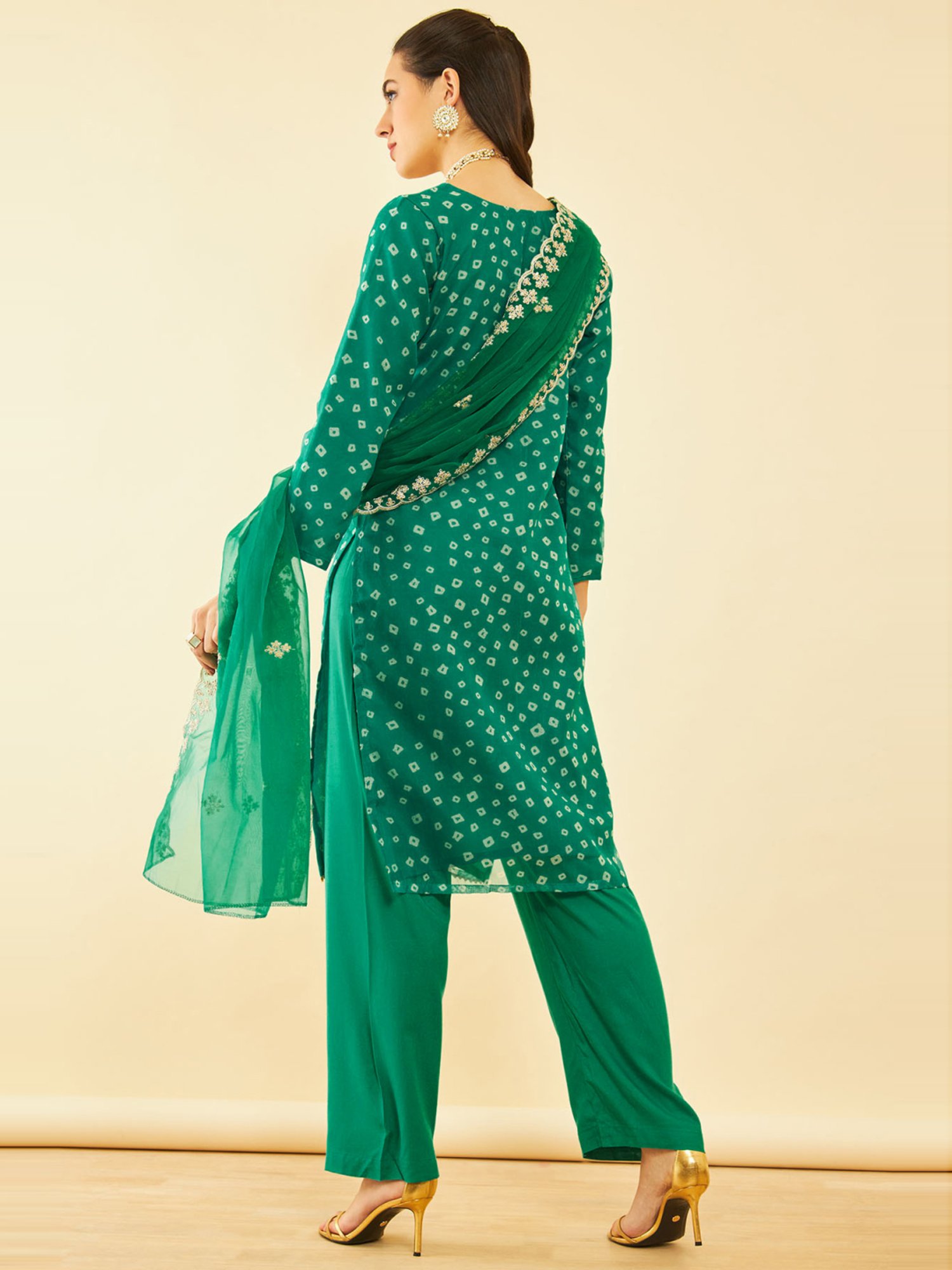 Soch Green Embroidered Unstitched Dress Material
