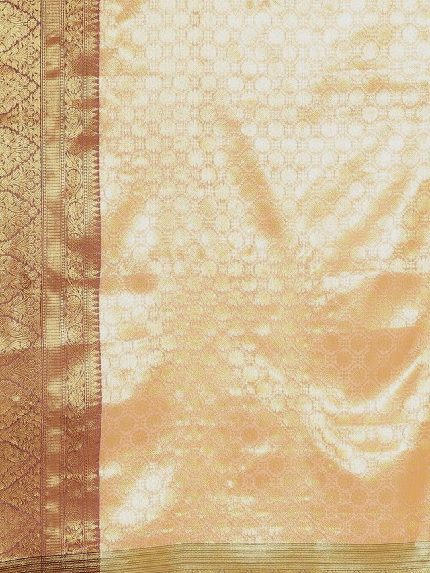 Banarasi Silk Works Peach & Brown Woven Saree With Unstitched Blouse