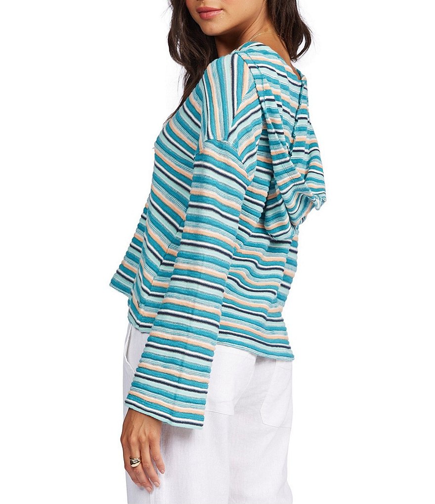 Roxy Bon Fire Long-Sleeve Textured Rib-Knit Striped Hoodie