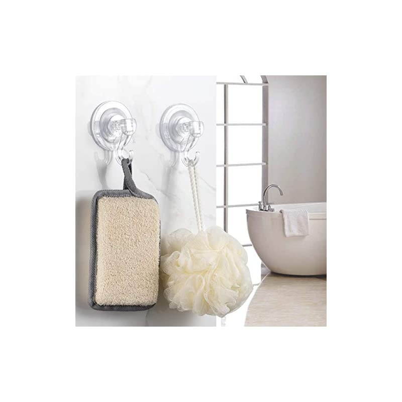 Suction Cup Hooks- 6 Pack Removable Suction Hooks- Powerful Waterproof Shower Hooks for Bathroom - Reusable Heavy Duty Vacuum Suction Hanger for Wreaths, Kitchen, Window, Tile, Loofah, Towel