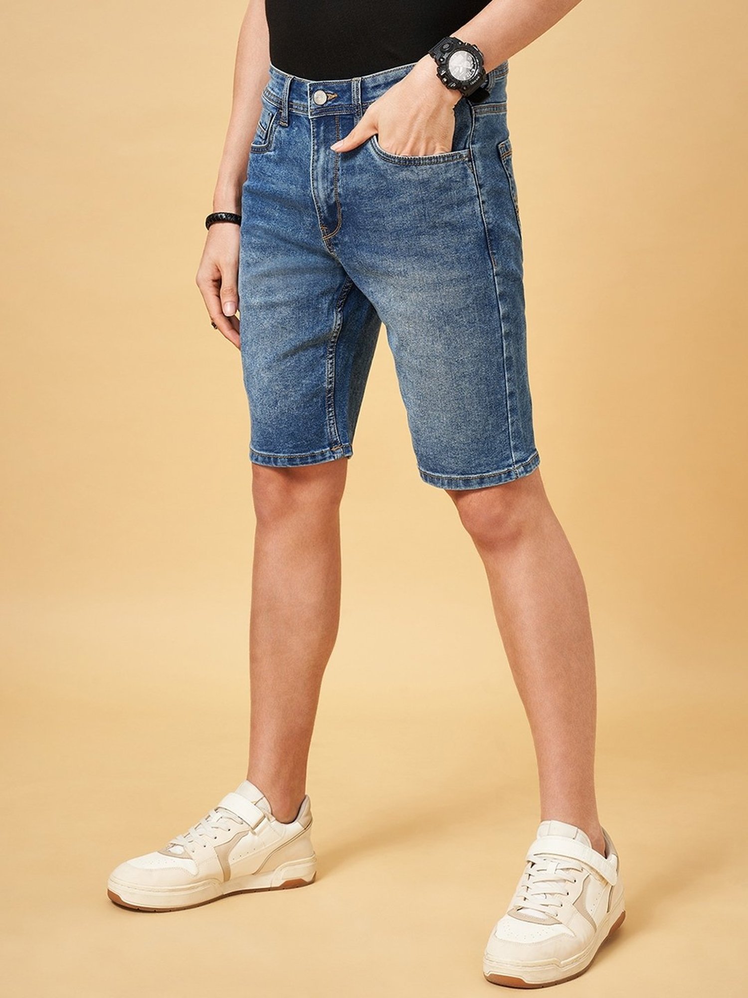 SF Jeans by Pantaloons Blue Cotton Regular Fit Denim Shorts