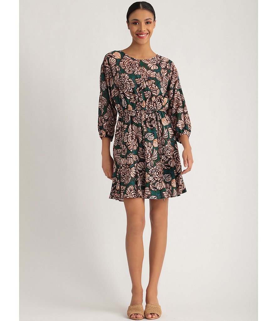 Donna Morgan Donna Morgan Printed Cotton Tie Waist Dress