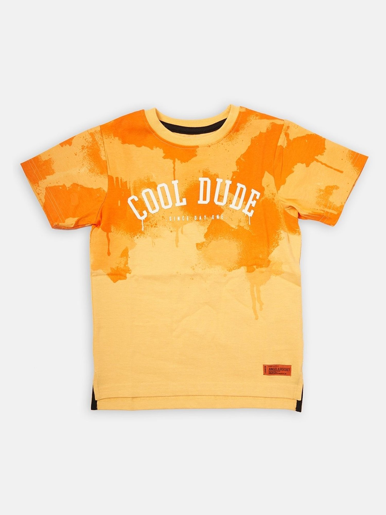 Angel & Rocket Kids Yellow Cotton Printed T-Shirt