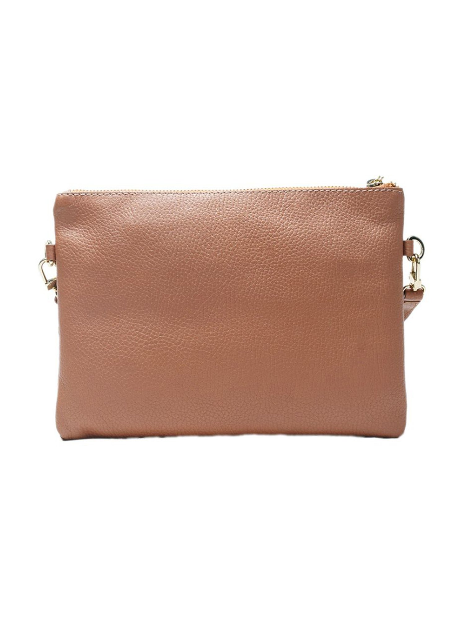 RI2K London Cognac Leather Medium Textured Cross Body Bag