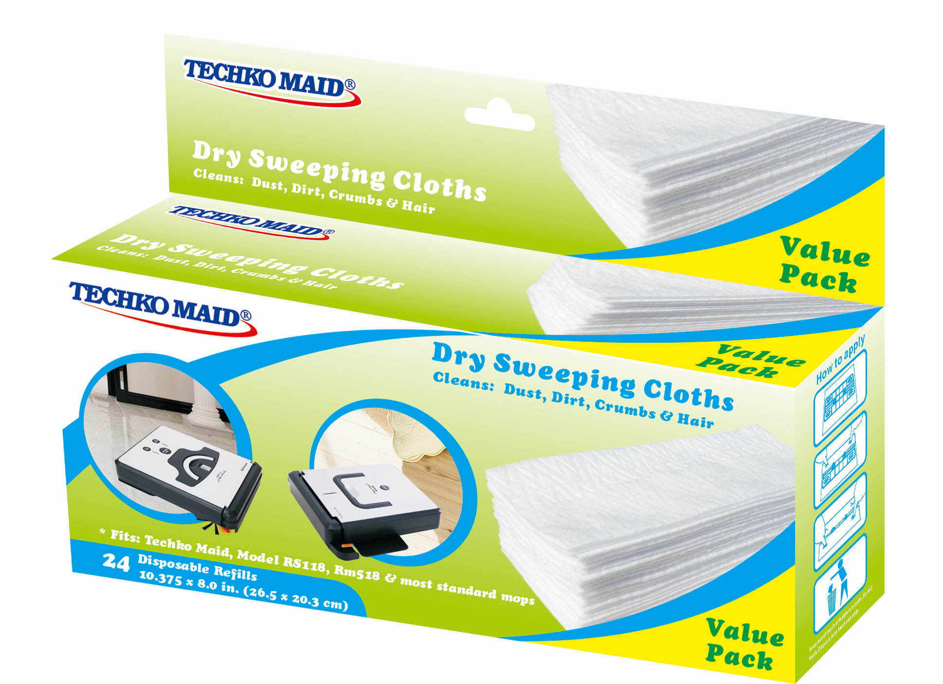 Techko Maid RM011 Dry Replaceable Mopping Sheets