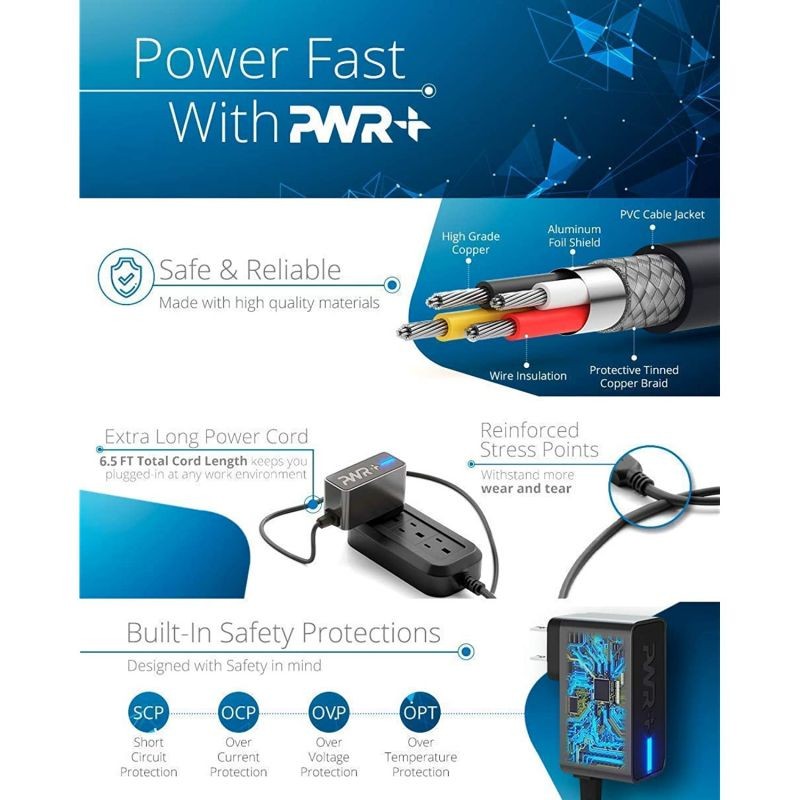 Pwr UL Listed Rapid 2.1A for Ultimate-Ears-Boom-2 Charger-AC-Adapter UE-Mini-Boom MegaBoom-ROLL-2 WonderBoom-Blast-MegaBlast Wireless Portable Speaker Compatible Power Supply Extra Long 6.5 Ft Cord