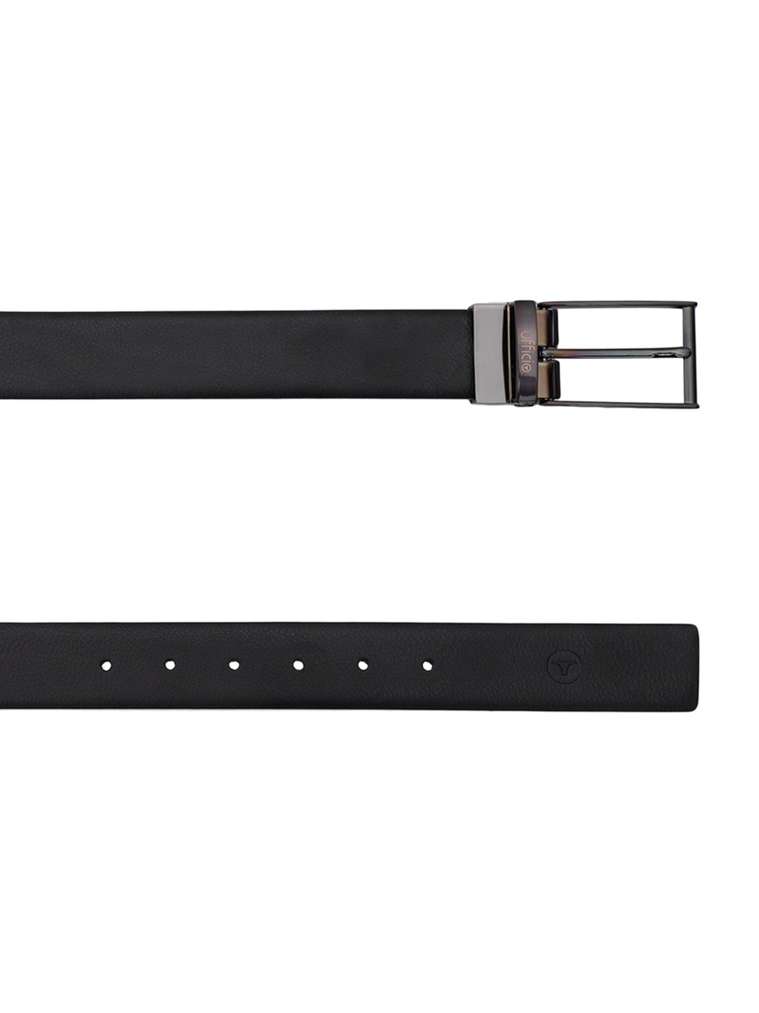 BULCHEE Blue & Black Leather Reversible Formal Belt for Men