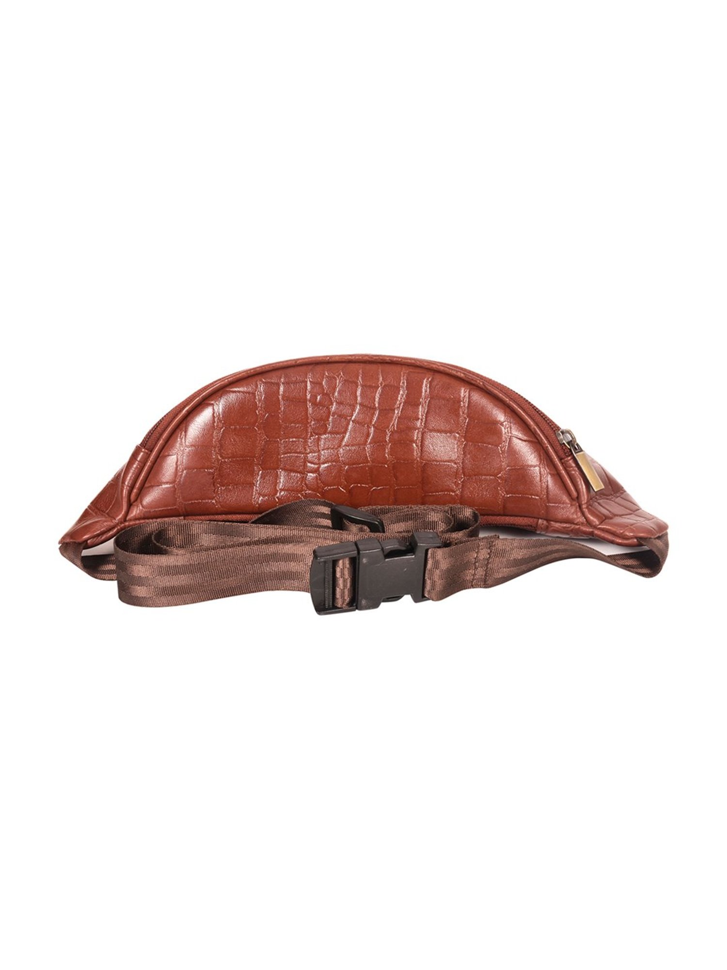 SASSORA Eefa Cognac Textured Leather Medium Belt Bag